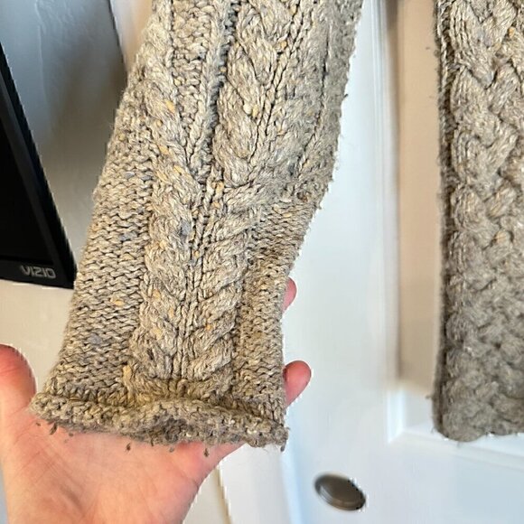 VINTAGE Express Tricot Hand Knitted Nubby Beige Mock Neck Sweater Women M - Picture 4 of 8